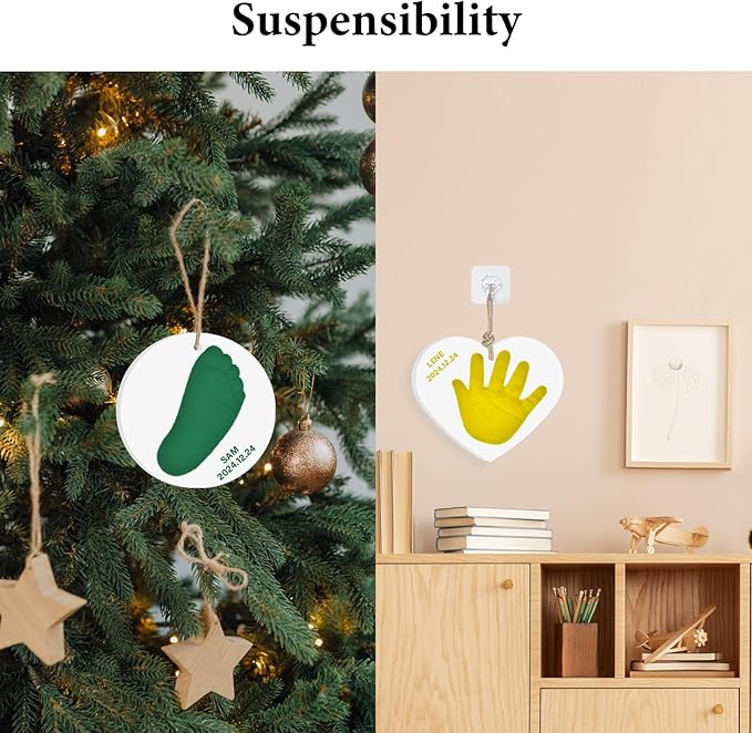 Baby Hand & Footprint Keepsake Kit - Personalized Handprint Footprint Ornament for Newborn Babies, New Mom Gifts, Baby Shower & Registry, Nursery Picture Frame, Pet Paw Print Ornament