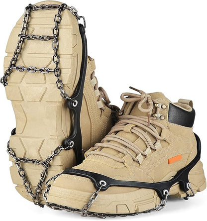 Ice Cleats for Shoes and Boots Traction Cleats Men Women Boot Chains Crampons for Anti Slip Outdoor Shoveling Hiking Walking on Snow and Ice