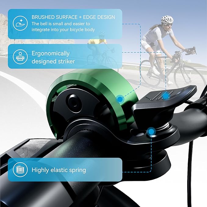 Greallthy Bike Bell, Aluminum Alloy Bicycle Bell with Clear Loud Sound, Bike Bells for Adults and Kids, Sturdy and Compact Bell Fits 0.75-1in(19-25.4mm) Handlebar for Mountain, Road Bikes.