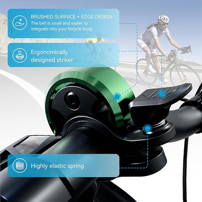 Greallthy Bike Bell, Aluminum Alloy Bicycle Bell with Clear Loud Sound, Bike Bells for Adults and Kids, Sturdy and Compact Bell Fits 0.75-1in(19-25.4mm) Handlebar for Mountain, Road Bikes.