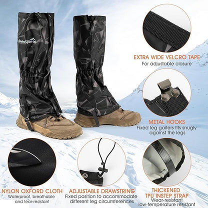 Waterproof Adjustable Leg Gaiters for Men and Women Snow Boot Gaiters for Hiking in Hunting Sand and Mud Mountain Climbing or Snowshoeing