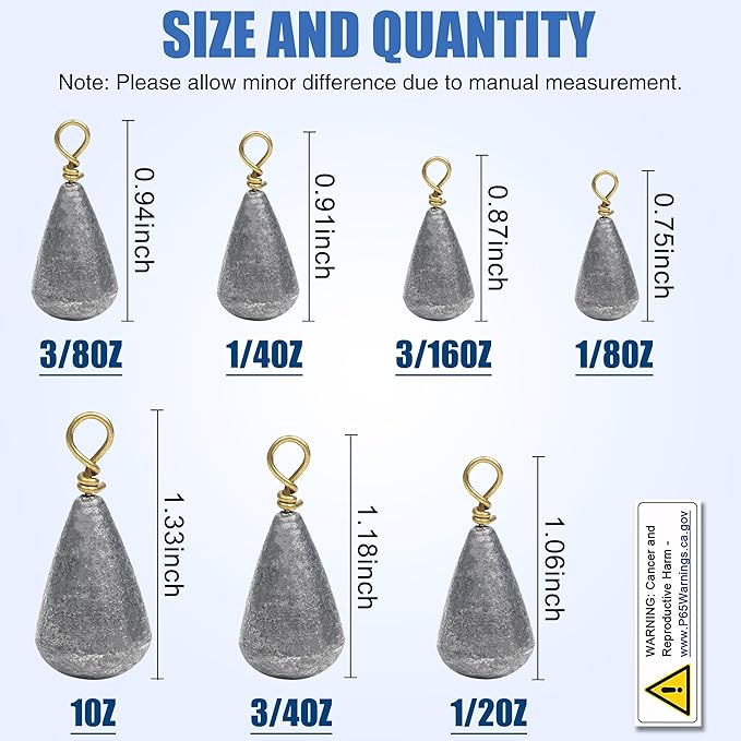 Bass Casting Sinkers Fishing Weights - 20/30pcs Bell Sinkers Drop Shot Weights with Brass Swivels for Saltwater & Freshwater