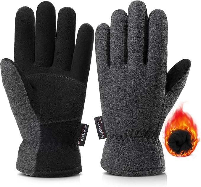 OZERO Winter Gloves for Men & Women | -30℉ Warm Thermal Running Cycling and Work Gloves for Men Cold Weather | Deerskin and Polar Fleece Insulated Winter Gloves Men