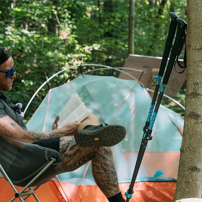 Adjustable Carbon Fiber Trekking Poles – Lightweight Hiking Poles with Quick Lock for Backpacking, Camping, Glacial Wave Strider X for Climbing & Travel