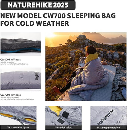 Naturehike 0 Degree Ultralight Down Sleeping Bag for Adults, 650FP Backpacking Cold Weather Sleeping Bag with RDS Down, 28.9℉ for Camping, Hiking, 2025 Model