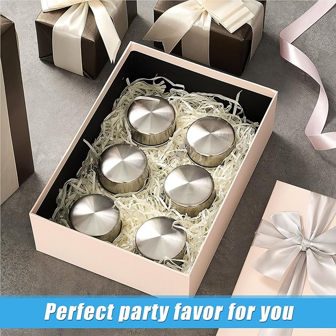 Tessco 6 Pieces Collapsible Shot Glasses Stainless Steel Collapsible Cup Reusable Portable Travel Folding Cup with Lid and Keychain for Camping Hiking Cycling(5 oz)