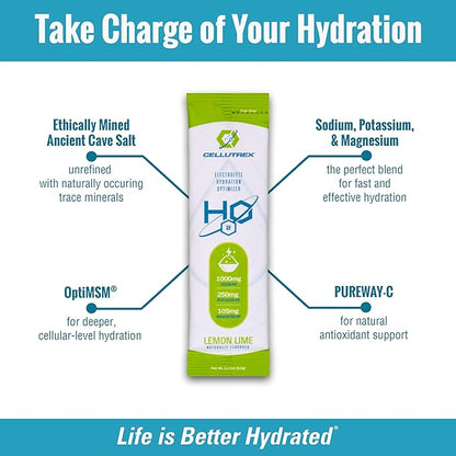 Cellutrex® H2O Electrolytes – Electrolyte Powder Drink Mix, Zero Sugar, Natural Salt Hydration Packets for Recovery and Wellness, Lemon Lime, 20 Sticks