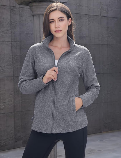 MAGCOMSEN Fleece Jacket Women Zip UP Lightweight Soft Polar Warm Winter Jackets for Women with Pockets Outdoor Hiking