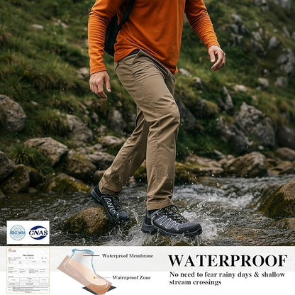 Queday Mens Waterproof Hiking Shoes Lightweight Outdoor Walking Shoes Breathable Hike Trekking Trails Camping Climbing