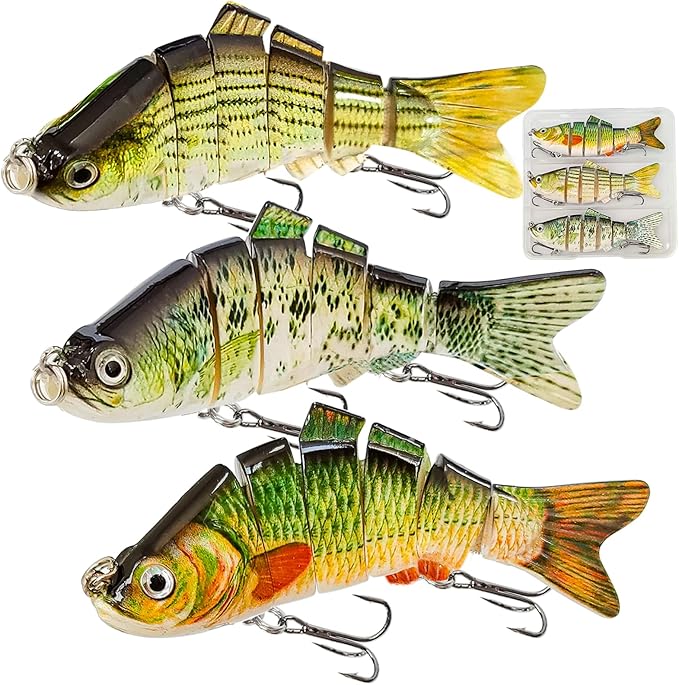 Multi Jointed Swimbait Saltwater Fishing Lures with Sharp Treble Hooks, Bass Fishing Lures Walleye Trout, Lifelike Slow Sinking Fish Bait Lures Kit Freshwater