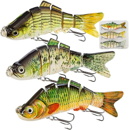 Multi Jointed Swimbait Saltwater Fishing Lures with Sharp Treble Hooks, Bass Fishing Lures Walleye Trout, Lifelike Slow Sinking Fish Bait Lures Kit Freshwater