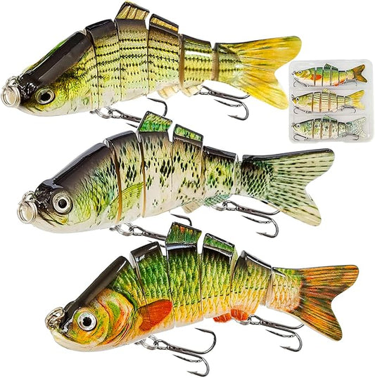 Multi Jointed Swimbait Saltwater Fishing Lures with Sharp Treble Hooks, Bass Fishing Lures Walleye Trout, Lifelike Slow Sinking Fish Bait Lures Kit Freshwater