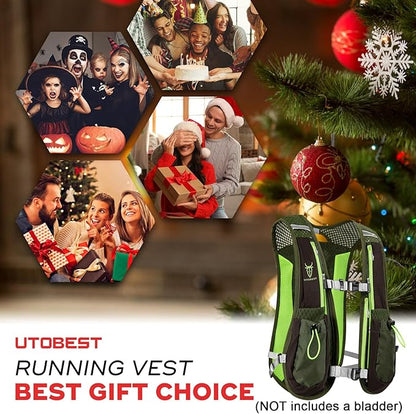 Running Vest, 5L Hydration Vest Lightweight, Breathable and Sweatproof Running Backpack, Adjustable Running Hydration Vest for Trail Running Marathon Race Jogging Cycling