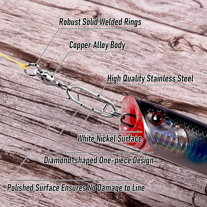 Alwonder 30-Pack Fishing Speed Clips Quick Change Snap Swivels, Ball Bearing Swivel Power Clips Fishing Snap Swivels Freshwater Saltwater Crankbait Popper Lures Quick Snaps Connectors Tackle