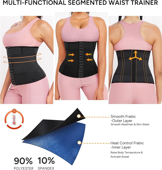 LEINIDINA Waist Trainer for Women Corset Shapewear Segmented Sweat Waist Trimmer for Women Workout Belt