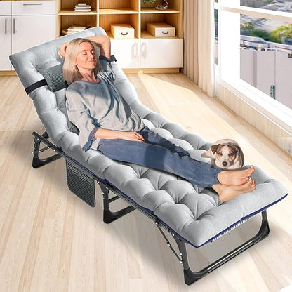 ABORON Folding Camping Cot for Adults, Double Layer 1200D, 500lb Capacity, Heavy Duty Guest Cot with Mat & Carrying Bag for Indoor & Outdoor Use