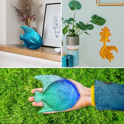 2Pcs Large Goldfish Resin Molds, 7.5in & 5.5in 3D Koi Fish Silicone Epoxy Moulds, Large Animal Silicone Mold for Resina Casting, DIY Craft, Home Office Cabinets Wall Desktop Decor