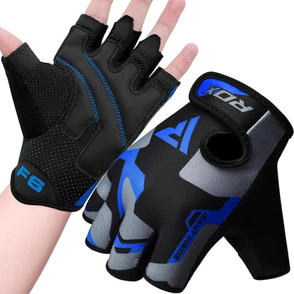 RDX Weight Lifting Gloves Gym Fitness Workout, Anti Slip Padded Palm Elasticated Strength Training Equipment Men Women Half Finger Exercise Bodybuilding Calisthenics Cycling Rowing Climbing
