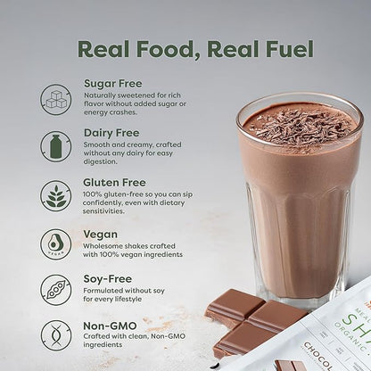 310 Nutrition Organic All-In-One Meal Replacement Shake Powder - Plant-Based Protein Smoothie Blend w/Fiber, Probiotics & Adaptogens - Low Carb, Vegan, Keto & Paleo - Chocolate - 14 Servings