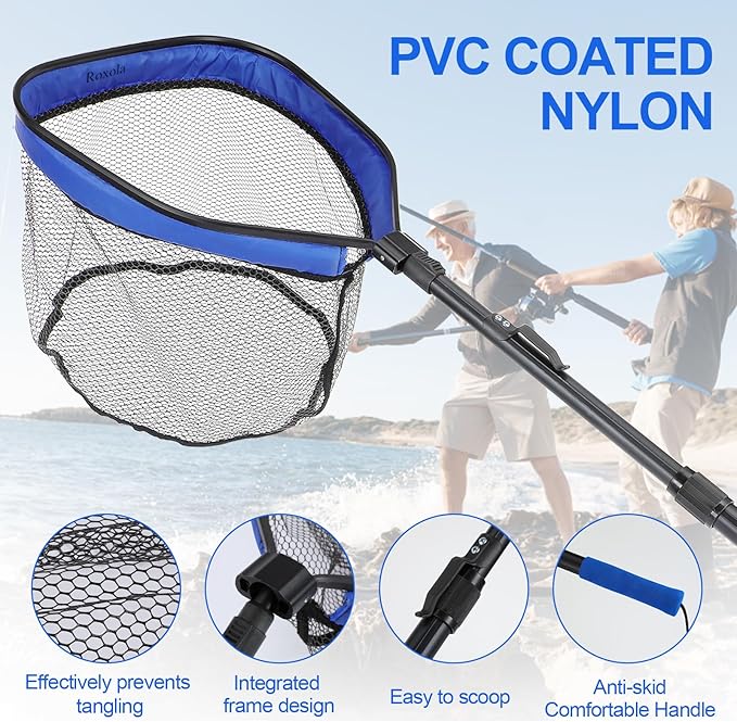 Floating Fishing Net, Foldable for Easy Storage, Retractable, Ideal for Bass, Trout, Kayak & Boat Fishing, Easy Catch & Release