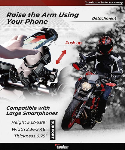 Kaedear Motorcycle Smartphone Holder, Charging, Vibration Absorption, Air Mount, Integrated QI, Wireless Charging, USB Power Supply, Devil Horn QI USB/Air Mount KDR-M26A (Qi Charging / 1" Ball)