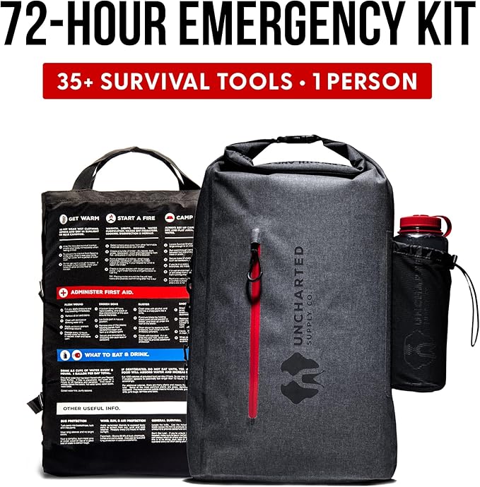 Uncharted Supply Co. Seventy2 Survival System – 72-Hour Emergency Go Bag with Gear for Home, Car, Evacuations, Power Outages & Natural Disasters