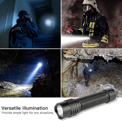 KunHe Rechargeable Flashlight Handheld Flashlights Tactical Flashlight with Belt Holster Bright LED Duty Flash Light with 4 Modes Long Lasting IPX7 Water Resistant