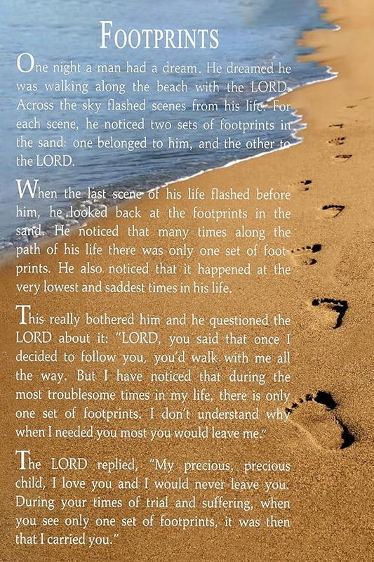 AYLIDEGHSF Footprints In The Sand Wall Art Footprints In The Sand Poster Foot Prints Poem Gifts Wall Decor Aesthetic Unframe-style 12x18inch(30x45cm)