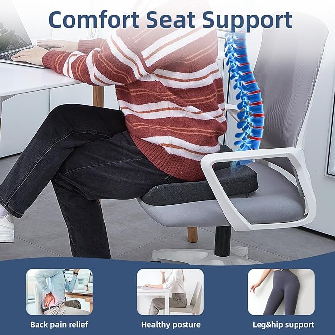 Adjustable Seat Cushion, Memory Foam Seat Cushion for Office Chair, Car Seat Cushion, Foldable Travel Cushion for Tailbone Pain, Sciatica Pain Relief, Lifting Cushion for Sitting, Resting, Traveling