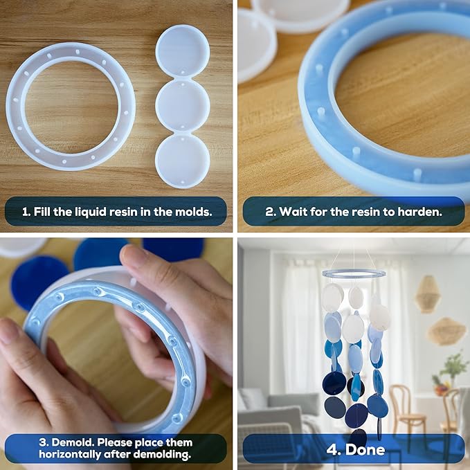 Temlum Silicone Resin Molds for Wind Chime, DIY Resin Wind Chime Molds Resin Casting Mold for Home Décor Resin Craft Supplies