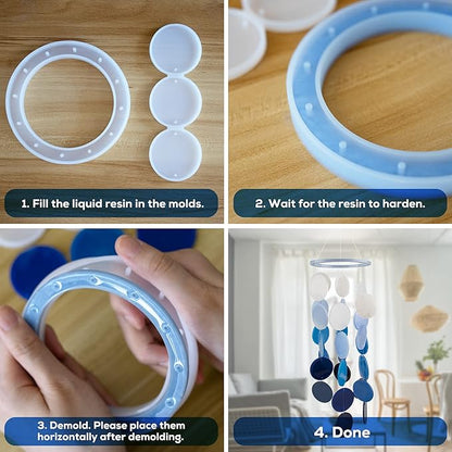 Temlum Silicone Resin Molds for Wind Chime, DIY Resin Wind Chime Molds Resin Casting Mold for Home Décor Resin Craft Supplies