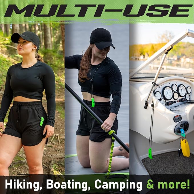 Gradient Fitness Emergency Whistles (2 Pack) | Loud Pealess Plastic Survival Whistle with Adjustable Lanyard, Clip & Reflective Stitching. Quick Safety Access for Swimming, Boating, Surfing, Hiking