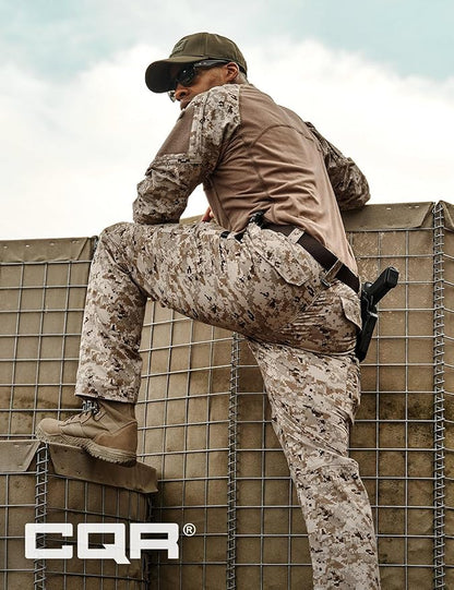 CQR Men's Flex Stretch Tactical Pants, Water Resistant Ripstop Cargo Pants, Lightweight EDC Outdoor Work Hiking Pants