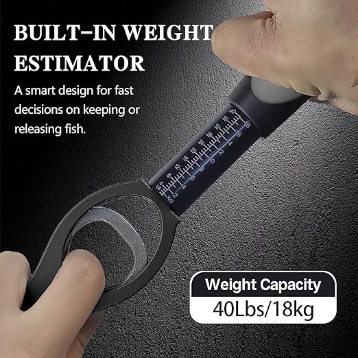 Eupheng 11.4'' Heavy-Duty Fish Gripper with Scale Rustproof Aluminum Body, Non-Slip Rubber Handle, Built-in Weight Estimator & Wrist Lanyard