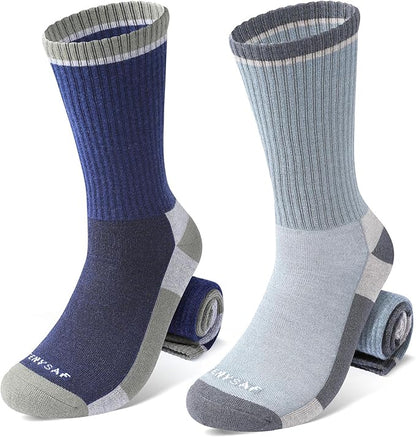 Wool Hiking Socks for Men - Women Lightweight Crew Merino Wool Socks with Cushion for Camping Hunting Work,4 pack