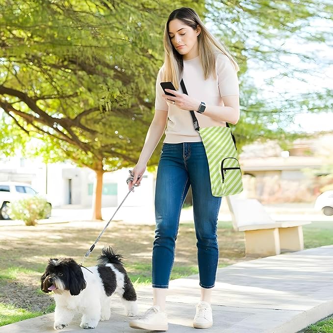 Green Stripes Water Bottle Holder with Strap Insulated Water Bottle Carrier Crossbody Bags Pouch with Phone Pocket for Travel Gym Hiking Walking Running