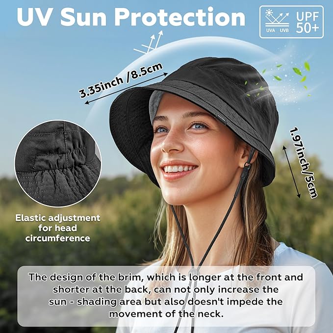 Sukeen Lightweight Bucket Hat for Women Quick-Dry Hiking Hat Packable Foldable UV Sun Hat for Outdoor Activities