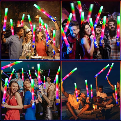 48 Pcs Foam Glow Sticks, Glow Sticks Bulk with 3 Modes Colorful Flashing, Light Up Baton Wands for Kids, Glow Stick Party Pack for Wedding, Raves, Concert, Camping, New Year Carnival