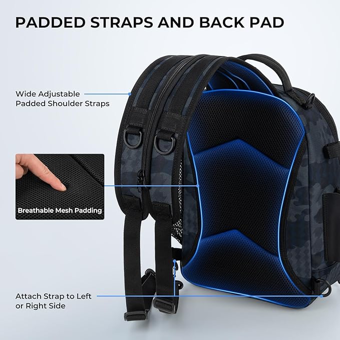 KastKing BaitSpace Fishing Sling Bag, Fishing Backpack with Rod & Beverage Holder, Tackle Bag for Fishing Gear