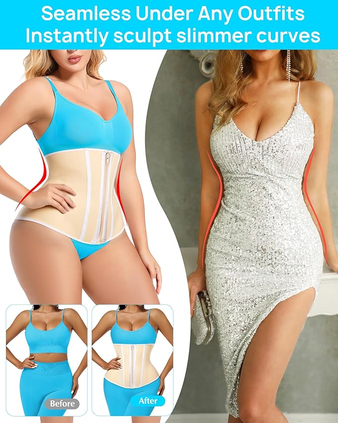 Short Torso Waist Trainer for Women Lower Belly Fat, Workout Fajas Colombianas Waist Cincher Corset