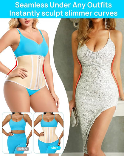 Short Torso Waist Trainer for Women Lower Belly Fat, Workout Fajas Colombianas Waist Cincher Corset