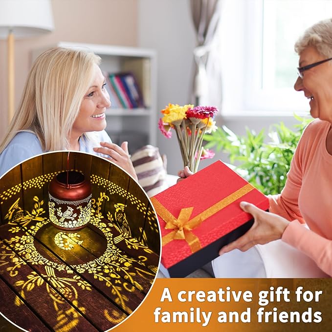 2Pack Cardinal Solar Lanterns Outdoor Hanging Waterproof Garden Decor Metal Solar Lantern Outside Decoration for Yard,Porch,Patio,Backyard, Pathway,Lawn,Birthday Gifts for Women Mom Grandma