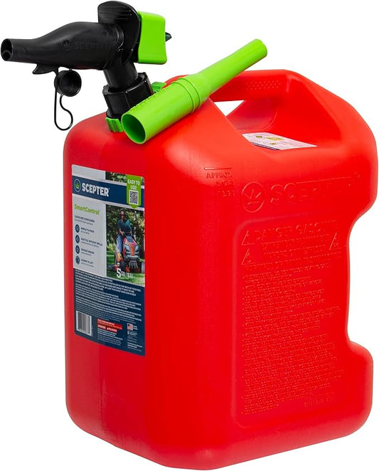 Scepter FSCG552 Fuel Container with Spill Proof Spout with Bonus Spout Extender, Rear Handle Red Gas Can, 5 Gallon