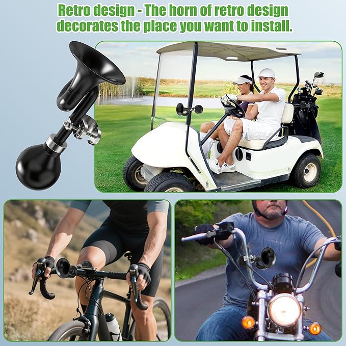 10L0L Golf Cart Bugle Horn, Retro Chrome Snail Air Horn for Yamaha, EZGO, Club Car | Loud & Classic Safety Horn | Universal Fit for Golf Carts, Bikes, Boats | Stainless Steel & Weatherproof