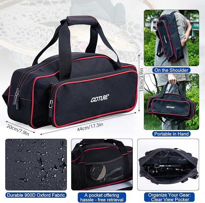 Goture Fishing Rod and Reel Combo - Carbon Fiber Telescopic Fishing Pole - Spinning Reel 9+1 Shielded Bearings Stainless Steel BB - A