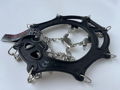 WIN.MAX Crampons for Shoes, Traction Cleats Ice Snow Grips with 19 Stainless Steel Spikes, Shoe Talons Anti - Slip Boots Spikes for Walking, Jogging, Climbing and Hiking