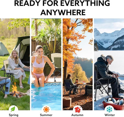 XL Heavy Duty Camping Chair 396lb Capacity (525lb MAX) - Waterproof 1680D Oxford - Oversized 2" Thick Padded Seat with Cup Holder & Cooler - Portable for Camping, Beach, Tailgating Slate/Navy