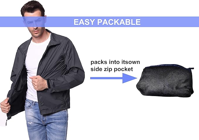 TRAILSIDE SUPPLY CO. Mens Windbreaker Jackets Lightweight Packable Jacket,Windproof and Dustproof