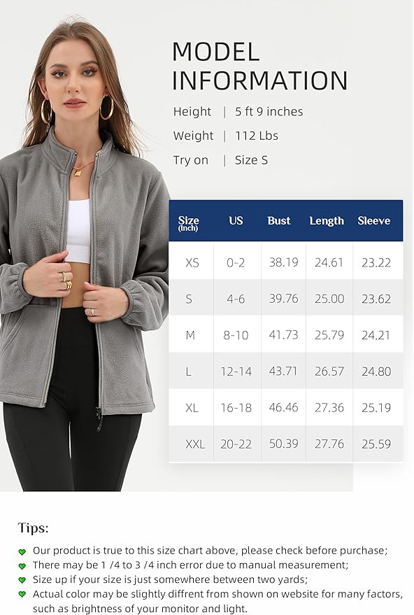 Argstar Women's Fleece Jacket with 6 Pockets (XS-2XL)