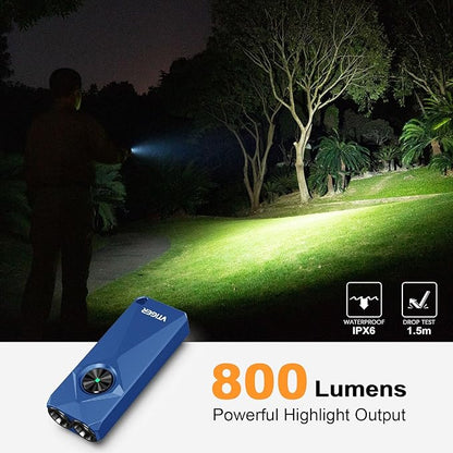 VTIGER K1 800 High Lumens Key Chain Light, Small EDC Rechargeable Keychain Flashlight, Compact LED Tiny Flashlight with Magnetic, Mini Clip-on Pocket Lights for Camping, Emergency, Everyday Carry
